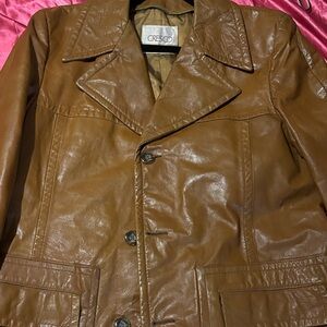 Men's Tan Leather Trench Coat
